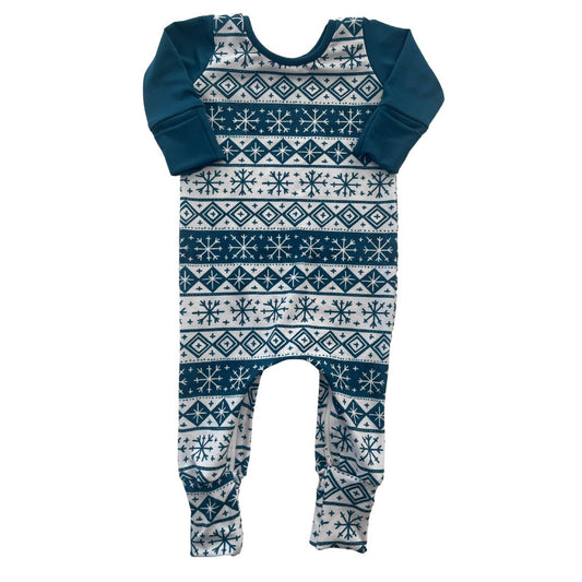 Snowflake Stripes Zip Romper - Zipease