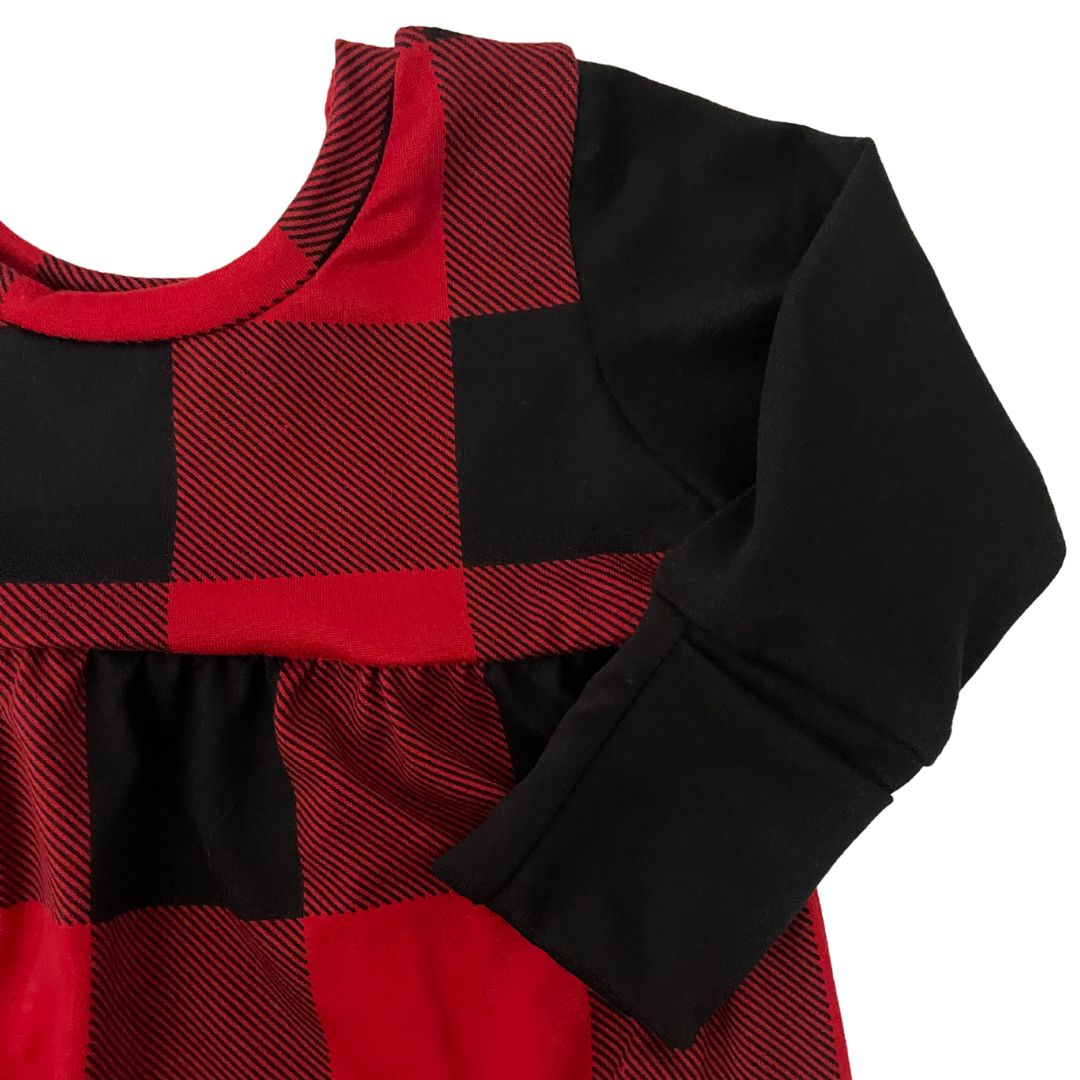 Black/Red Buffalo Plaid BUBBLE Zip Romper - Zipease