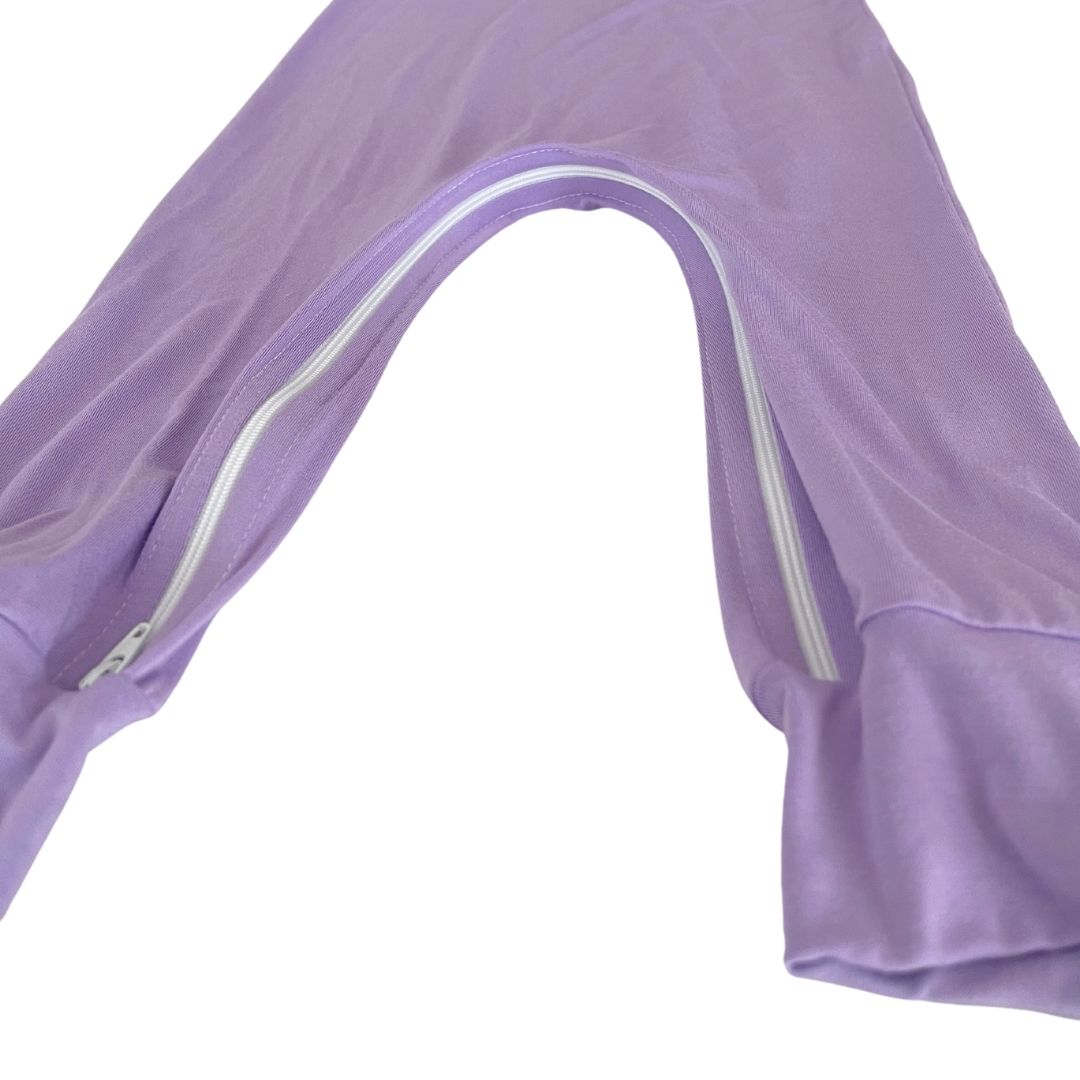 Lavender Bamboo Lyocell Romper with G-Tube Access - Zipease