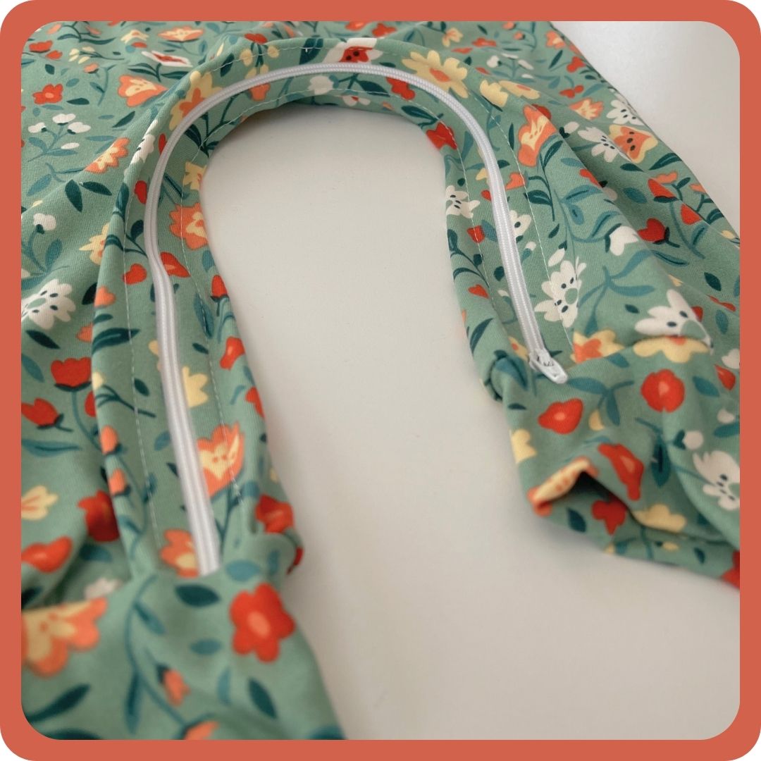 Sage Doodle Floral Bubble Zip Romper - Zipease