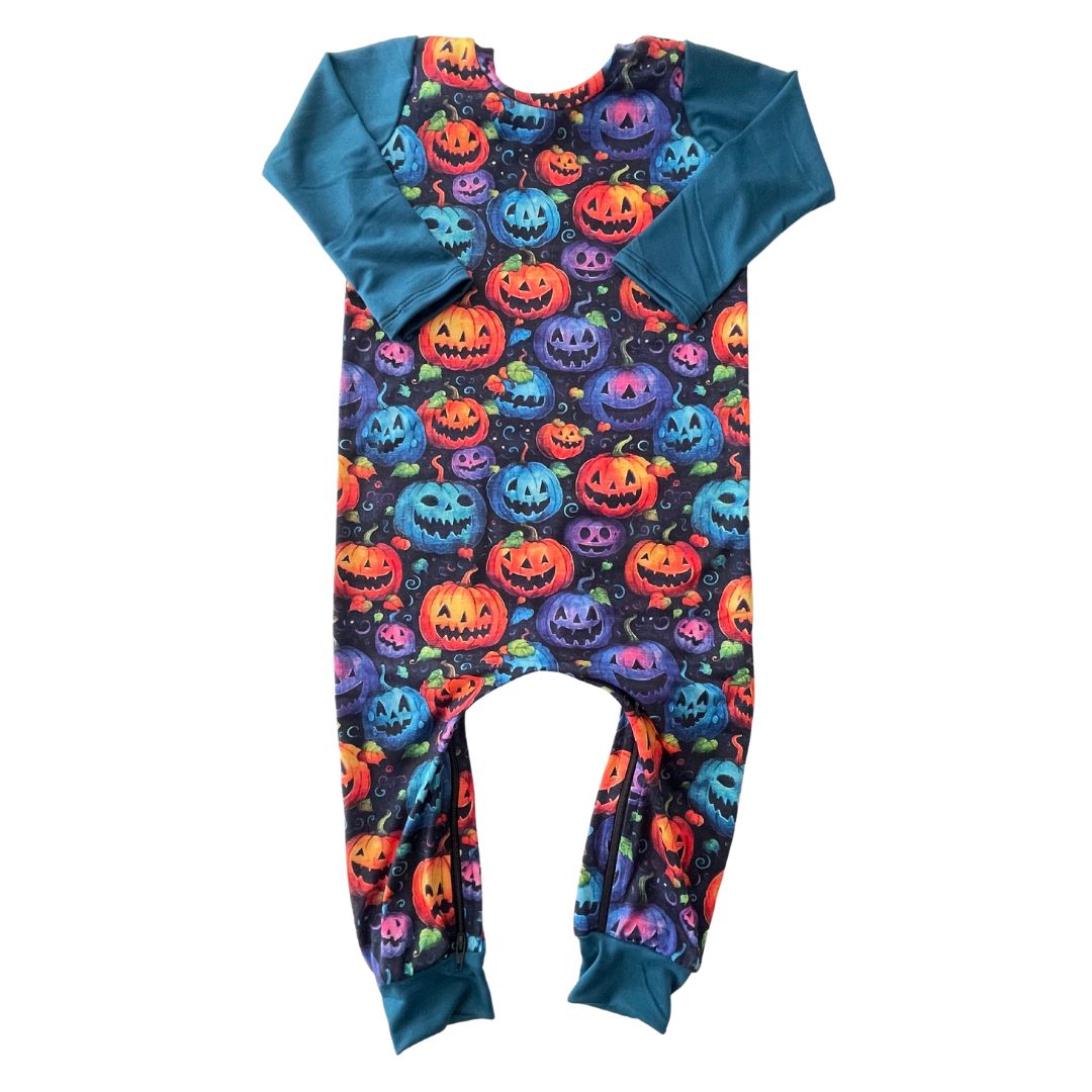 Happy Pumpkins Zip Romper - Zipease
