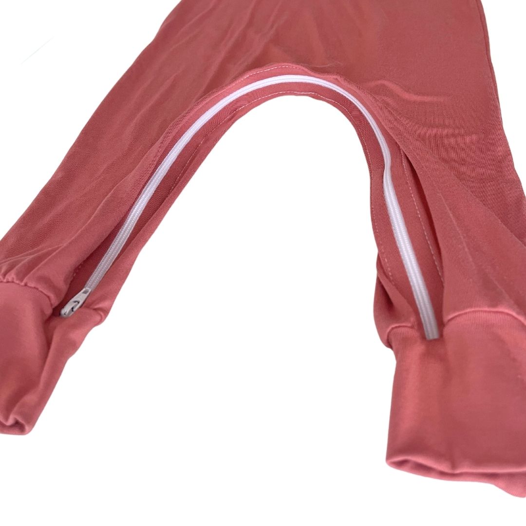 Mauve Bamboo Lyocell Romper with G-Tube Access - Zipease