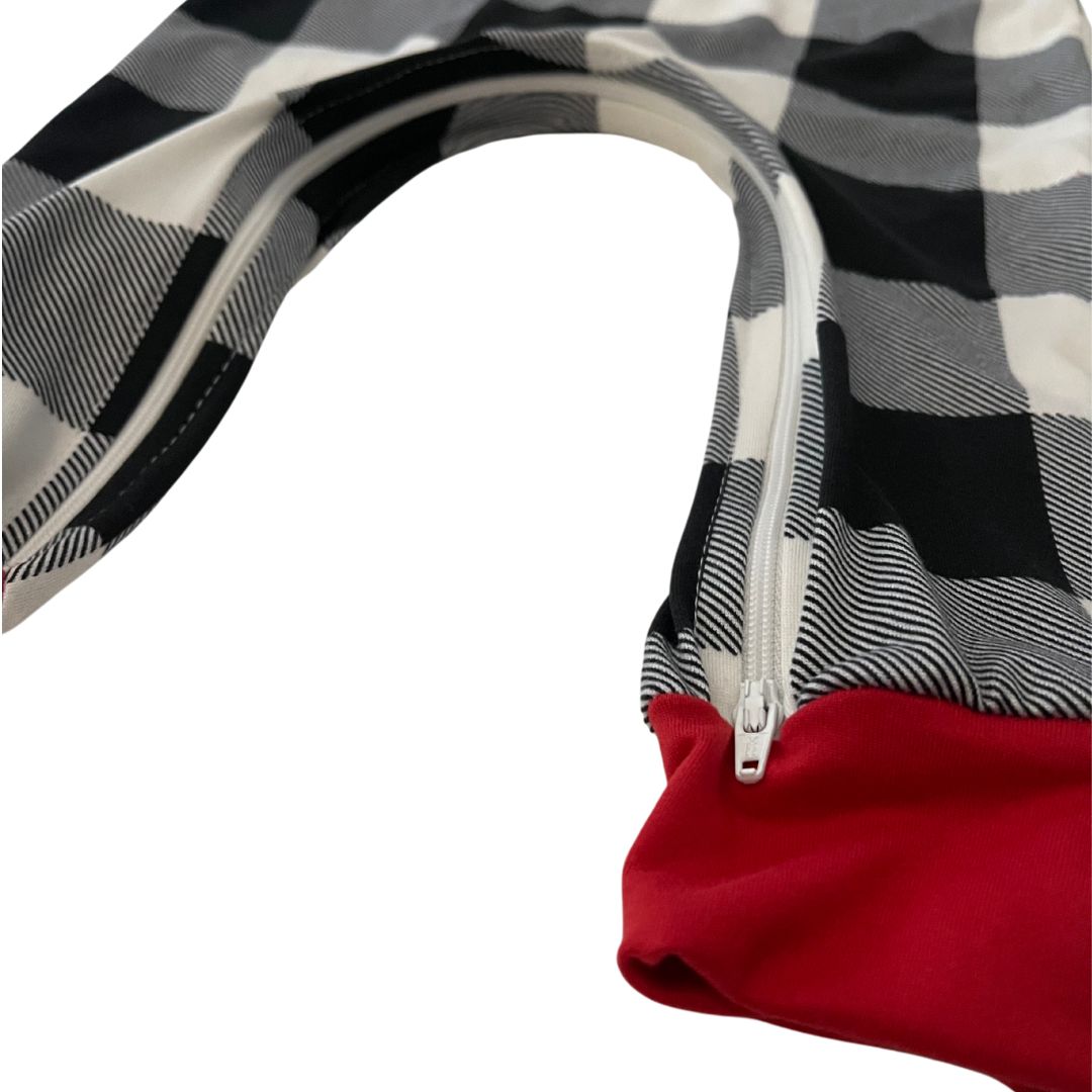 B/W Buffalo Plaid Zip Romper - Zipease