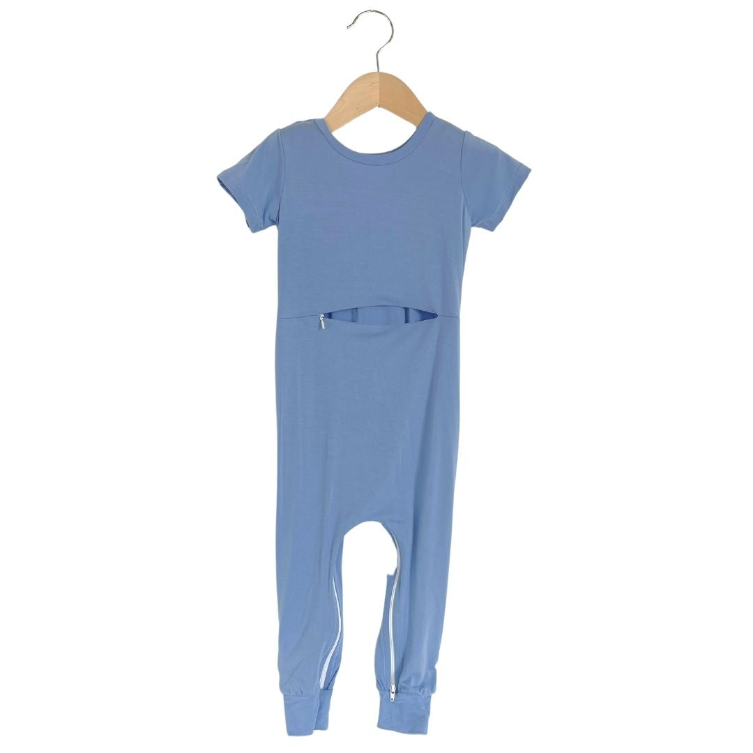 Ocean Bamboo Lyocell Romper with G-Tube Access - Zipease