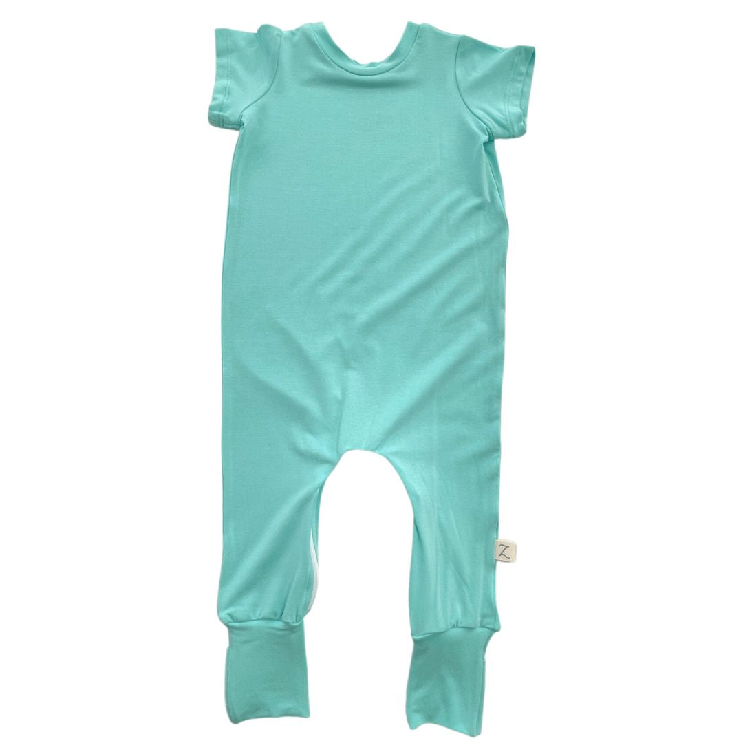 Mint Bamboo Lyocell Zip Romper - Zipease