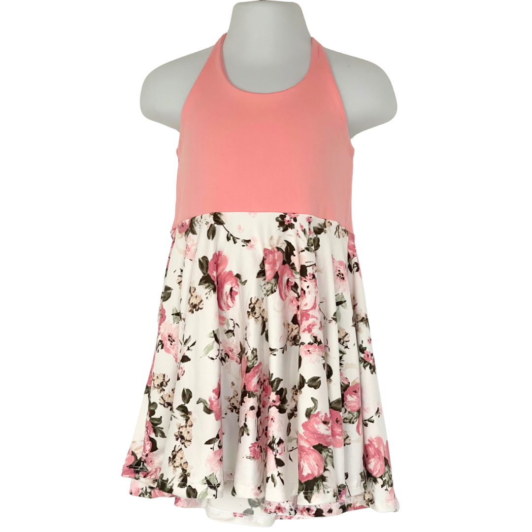 Pink Floral Halter Dress