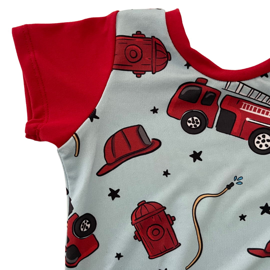Fire Truck Zip Romper