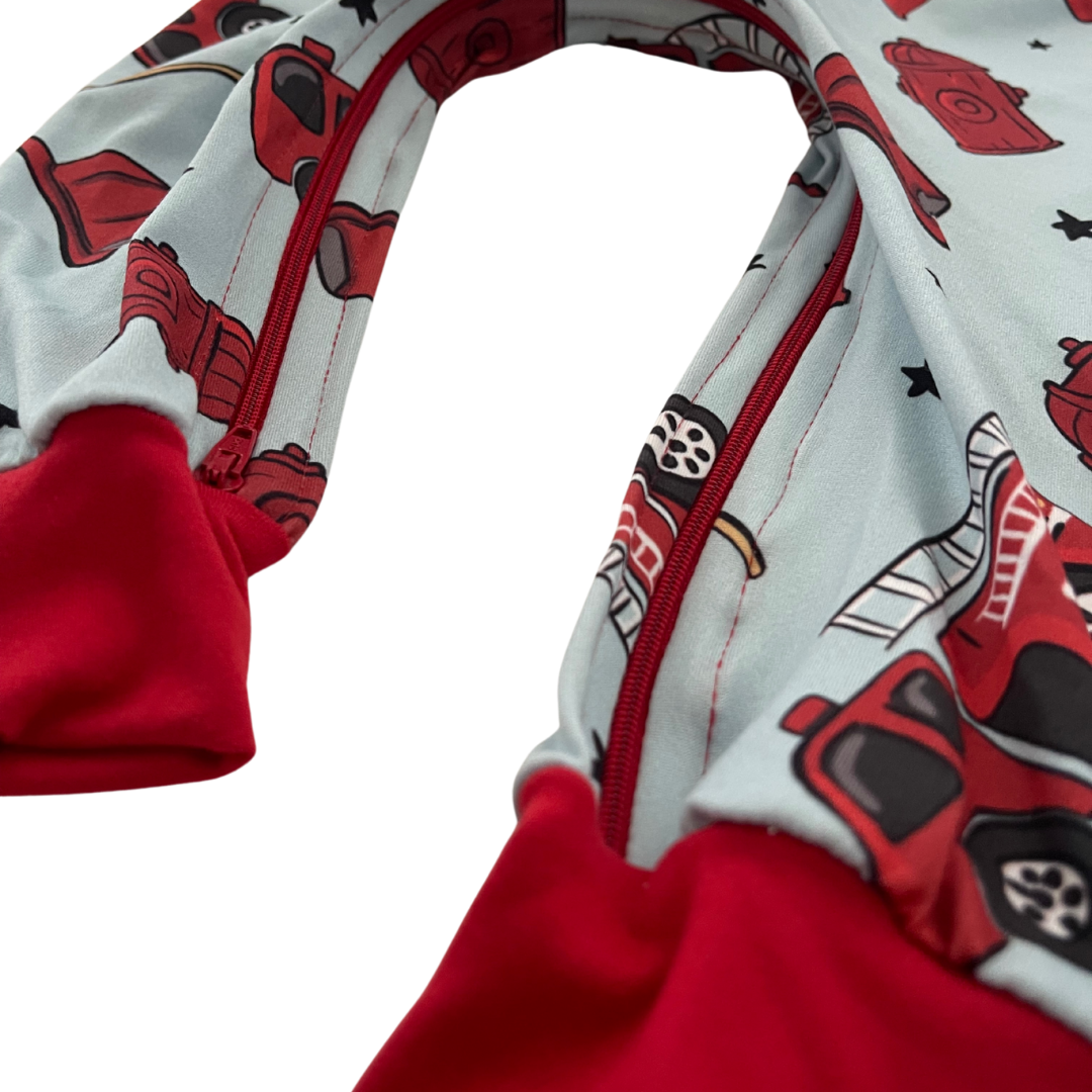 Fire Truck Zip Romper