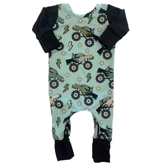 Monster Trucks Zip Romper