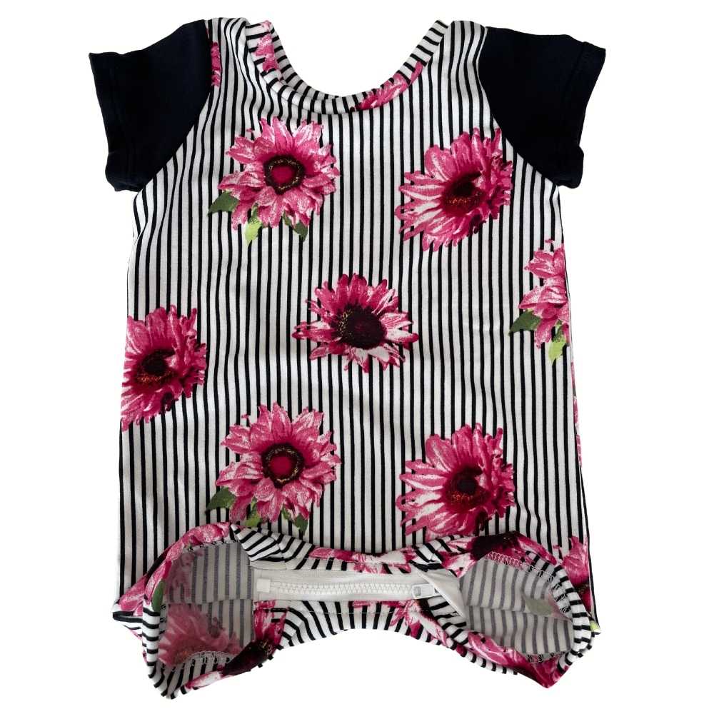 Pinstripe Floral Summer Zip Romper - Zipease