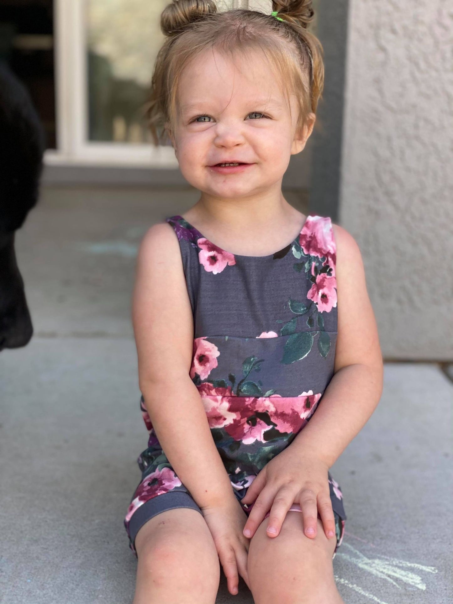 Grey Floral Tank Summer Zip Baby Romper - Zipease