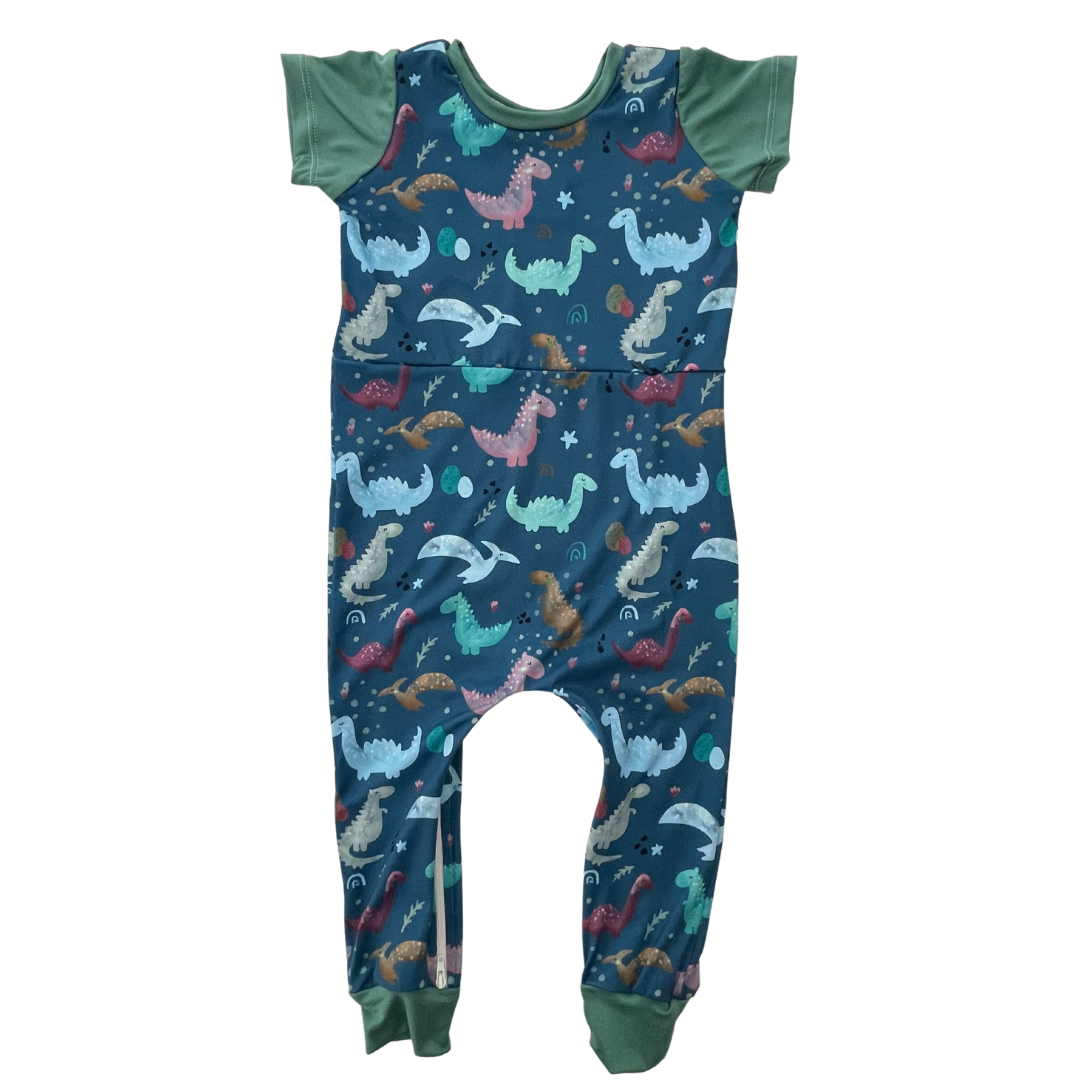 Navy Dinos with G-Tube Access - Zipease