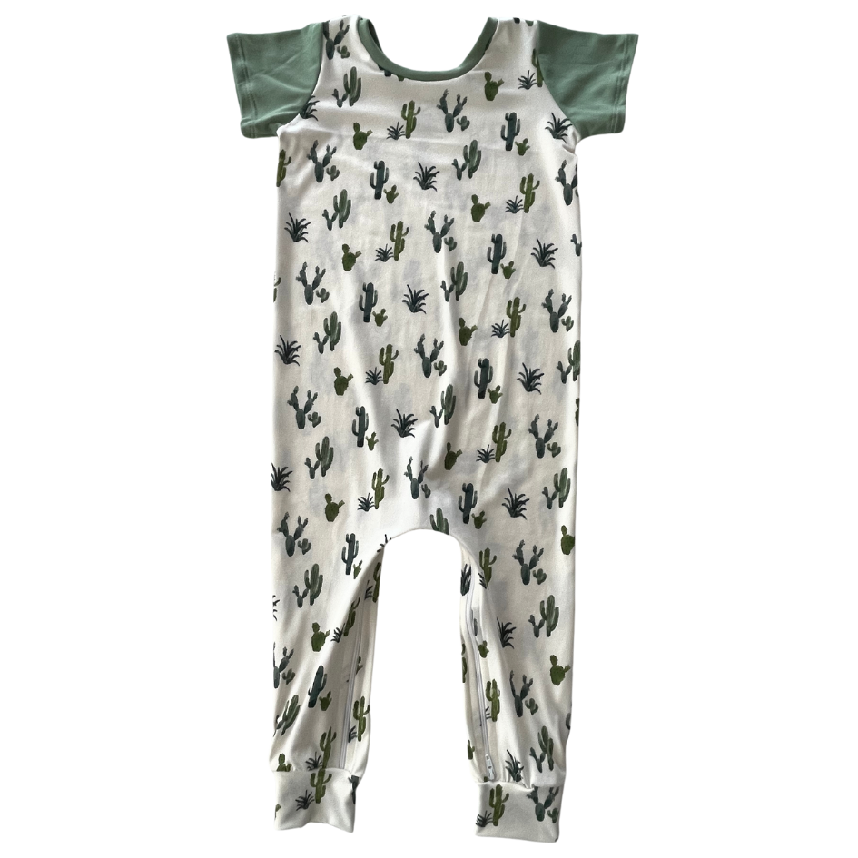 Ivory Cactus Zip Romper - Zipease