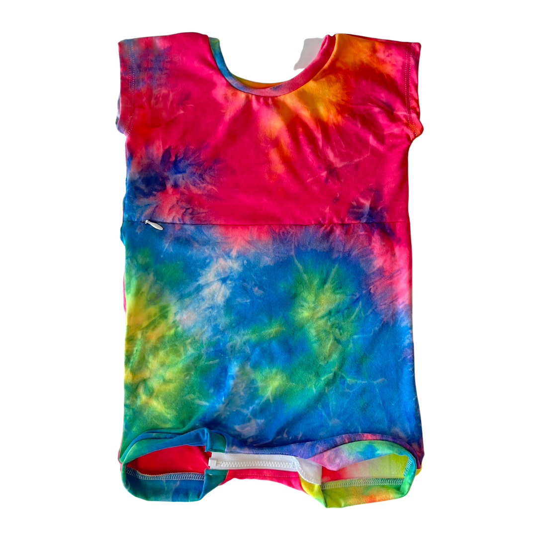 Cap Sleeves Neon Tie Dye with G-Tube Access - Zipease