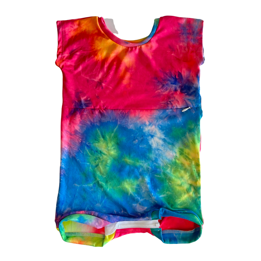 Cap Sleeves Neon Tie Dye with G-Tube Access - Zipease