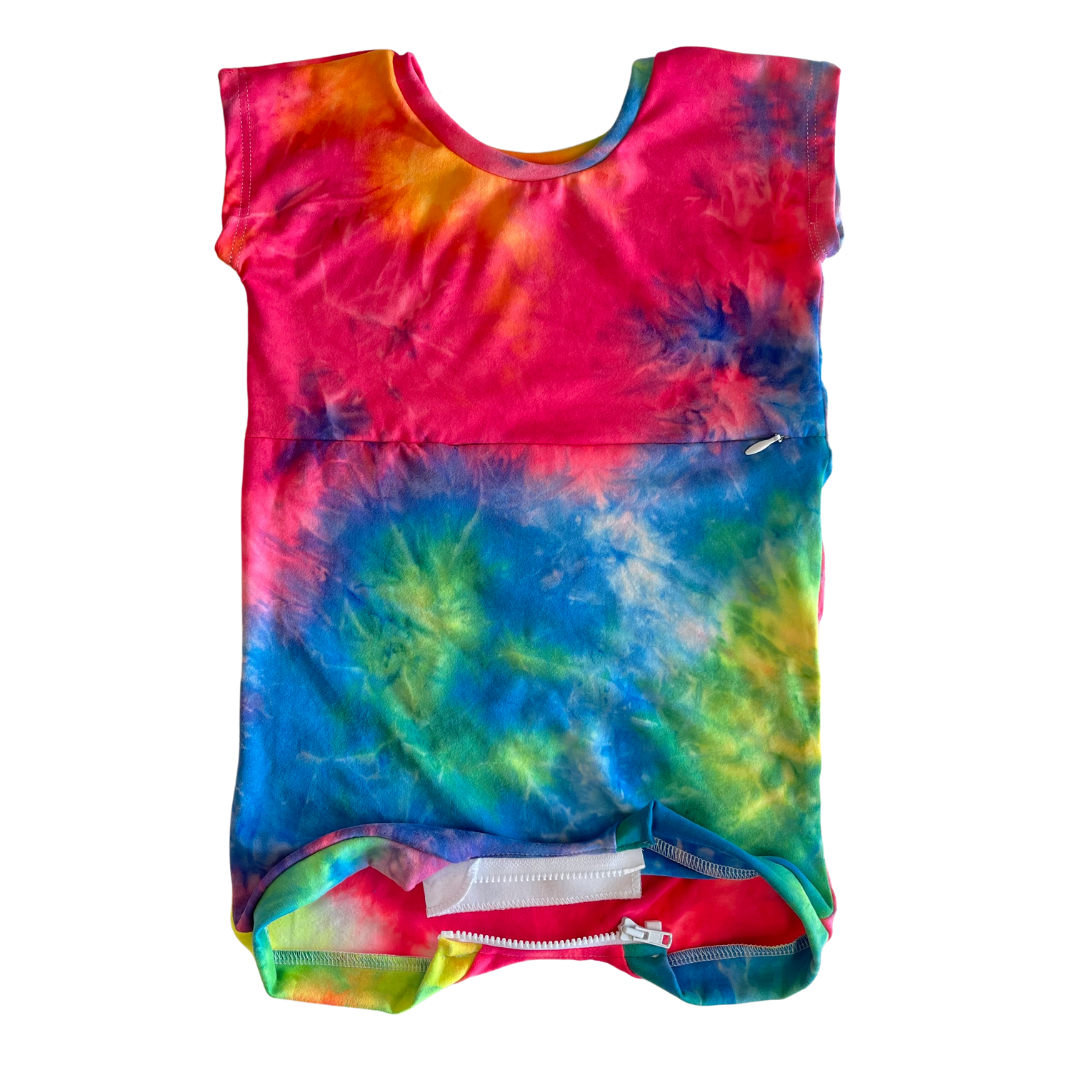 Cap Sleeves Neon Tie Dye with G-Tube Access - Zipease