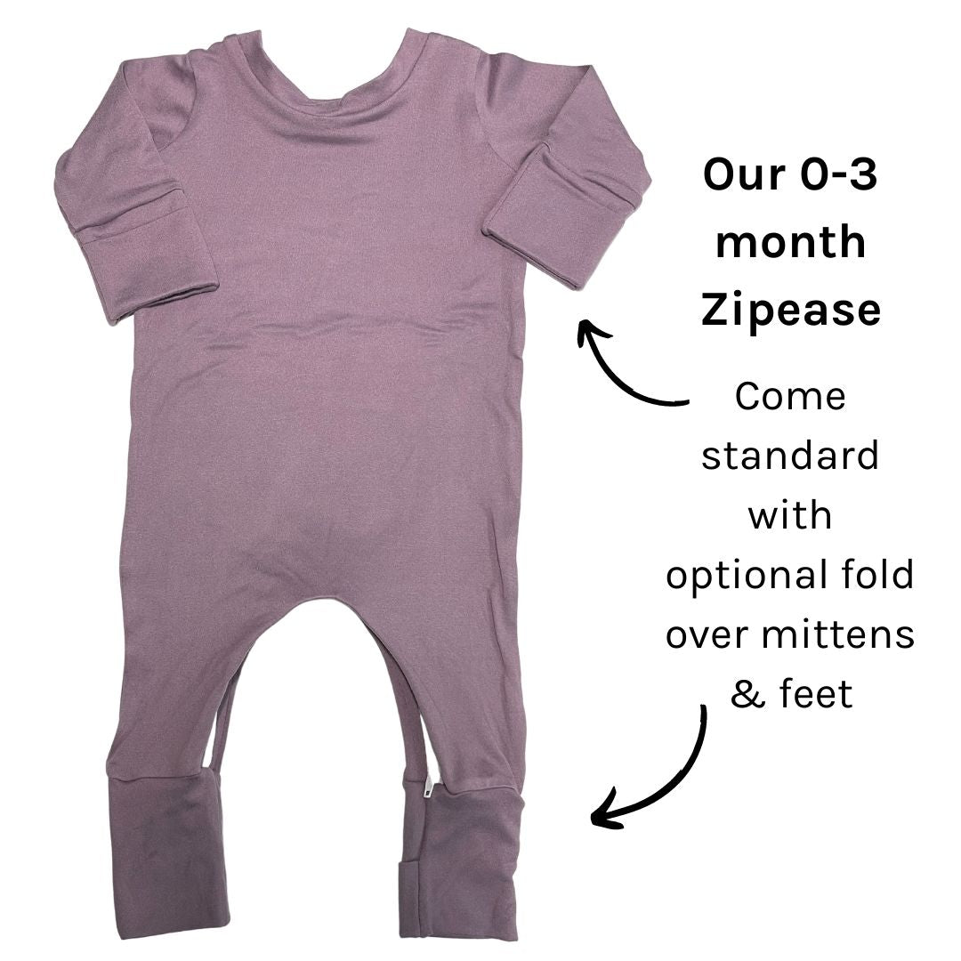 Solid Lavender Zip Baby Romper - Zipease