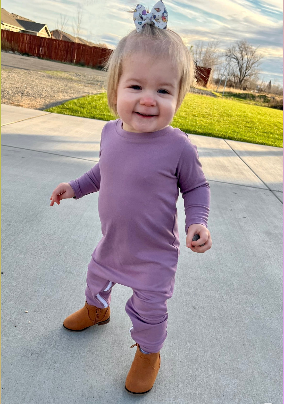 Solid Lavender Zip Baby Romper - Zipease