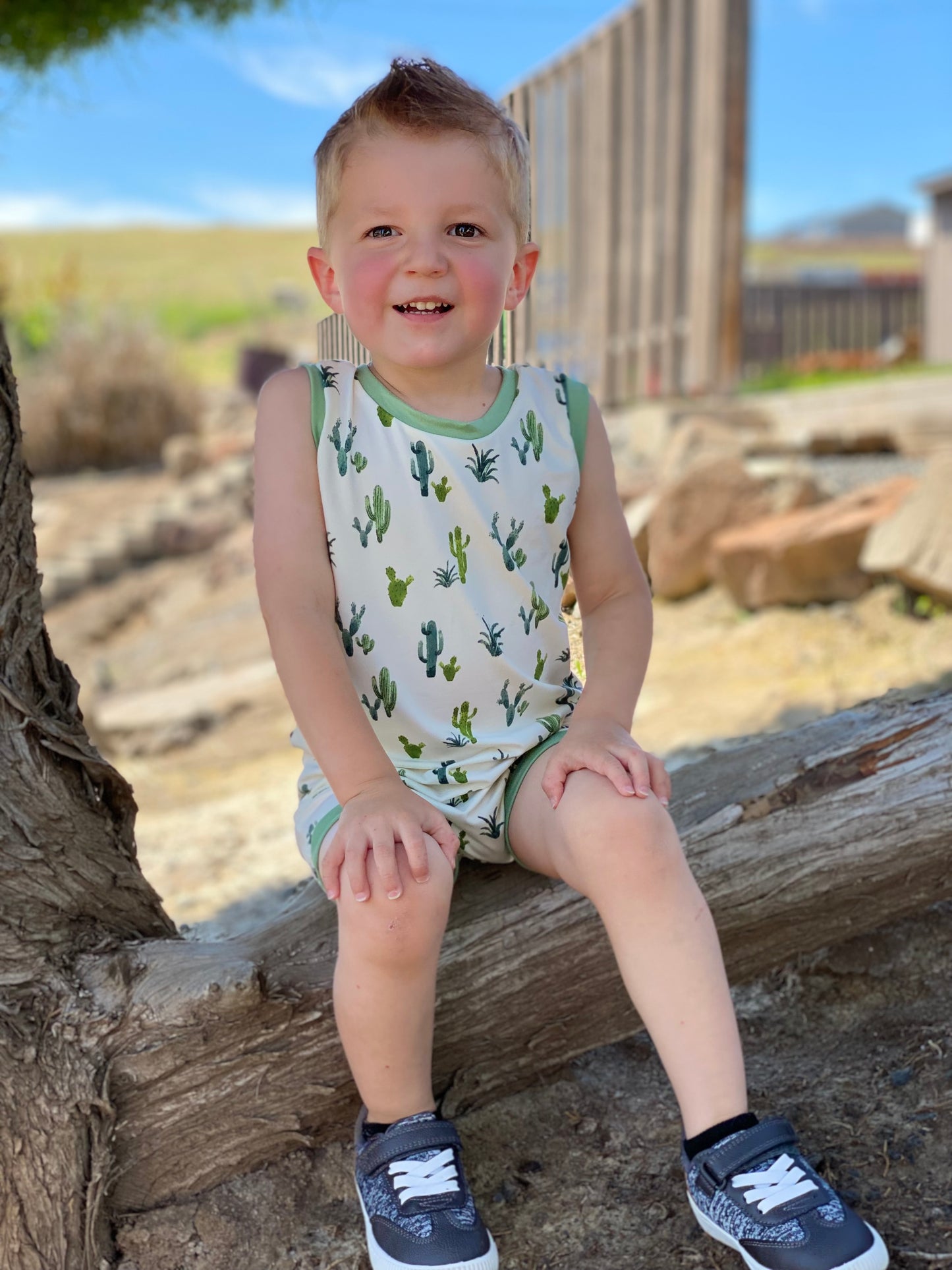 Ivory Cactus Summer Zip Romper - Zipease
