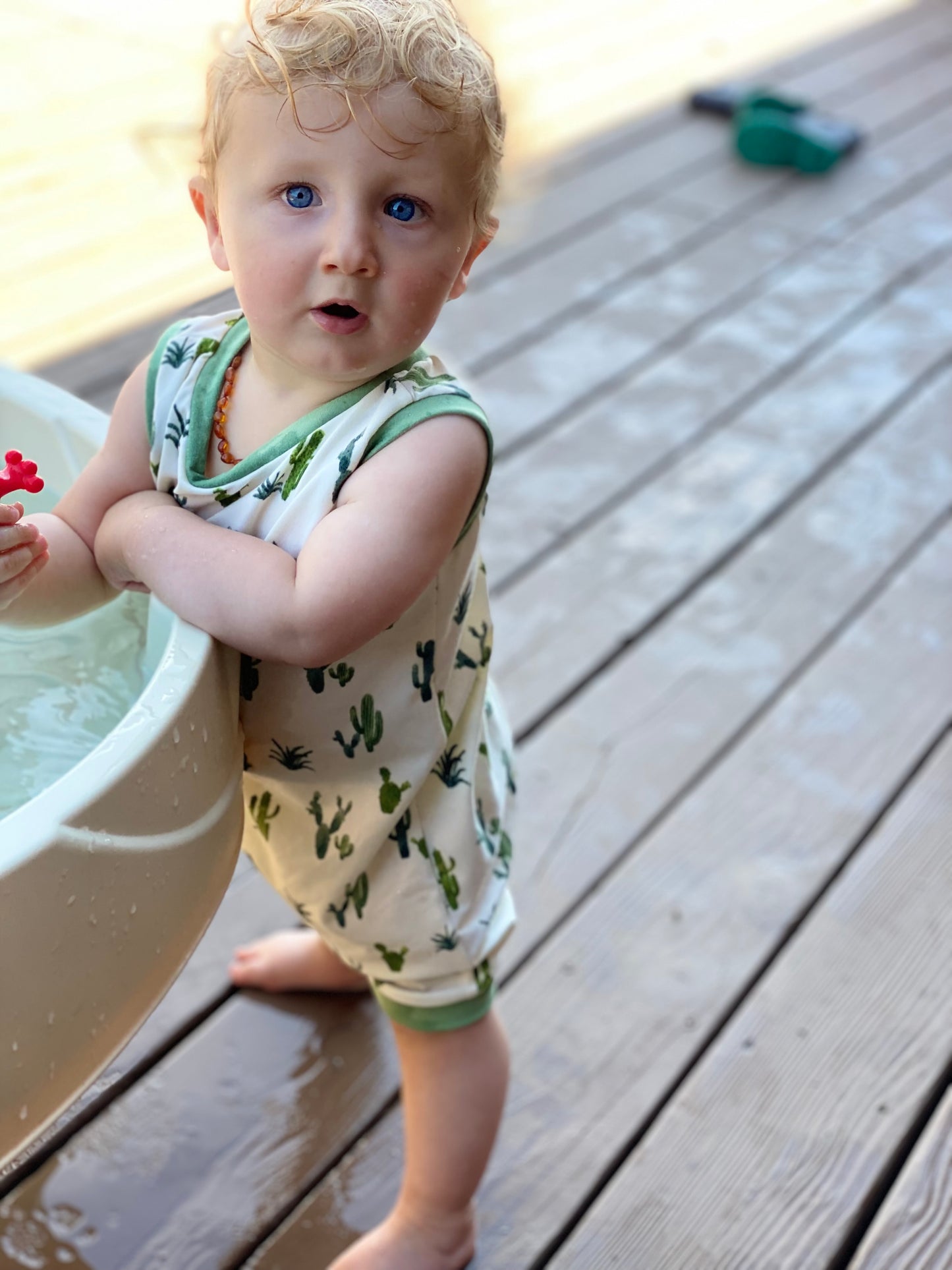 Ivory Cactus Summer Zip Romper - Zipease