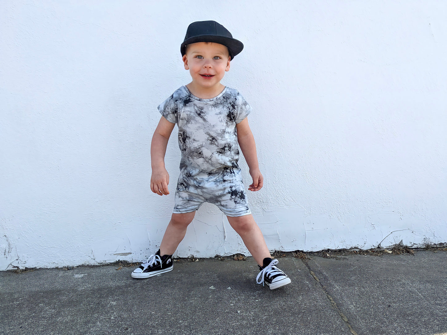 Grey Tie Dye Summer Zip Baby Romper - Zipease