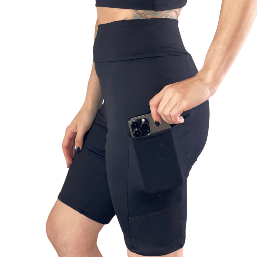 Women's Black Biker Shorts - Zipease
