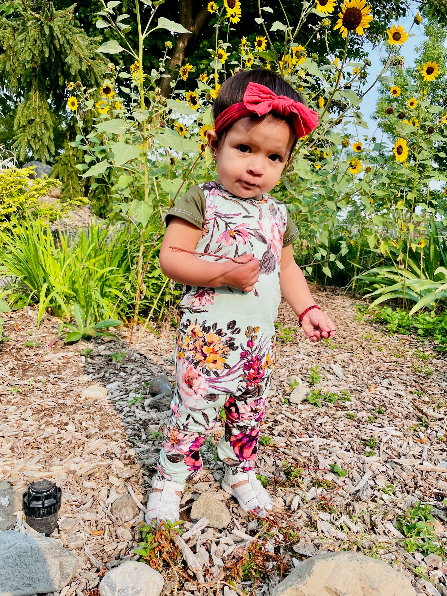 Mint Floral Zip Baby Romper - Zipease