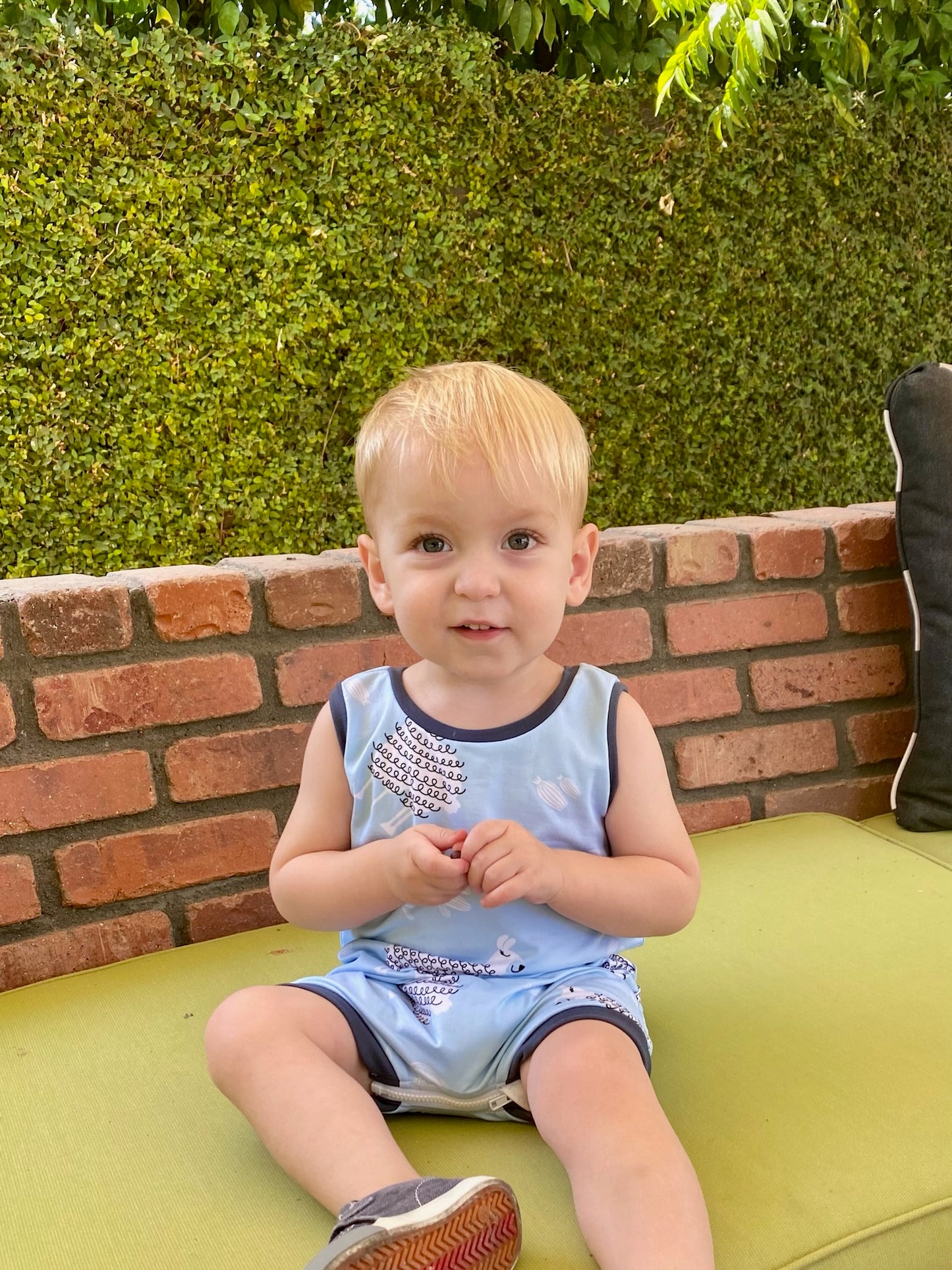 Blue Llamas Summer Zip Romper - Zipease