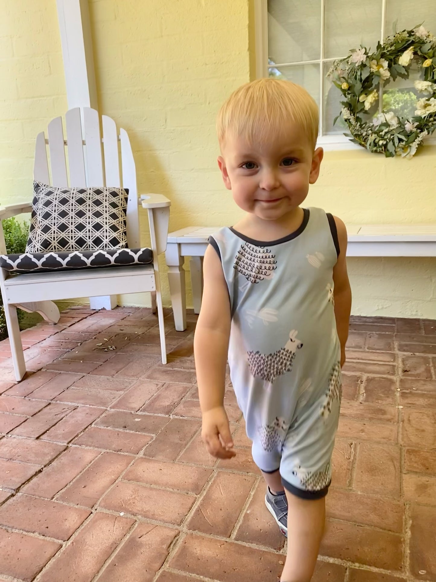 Blue Llamas Summer Zip Romper - Zipease