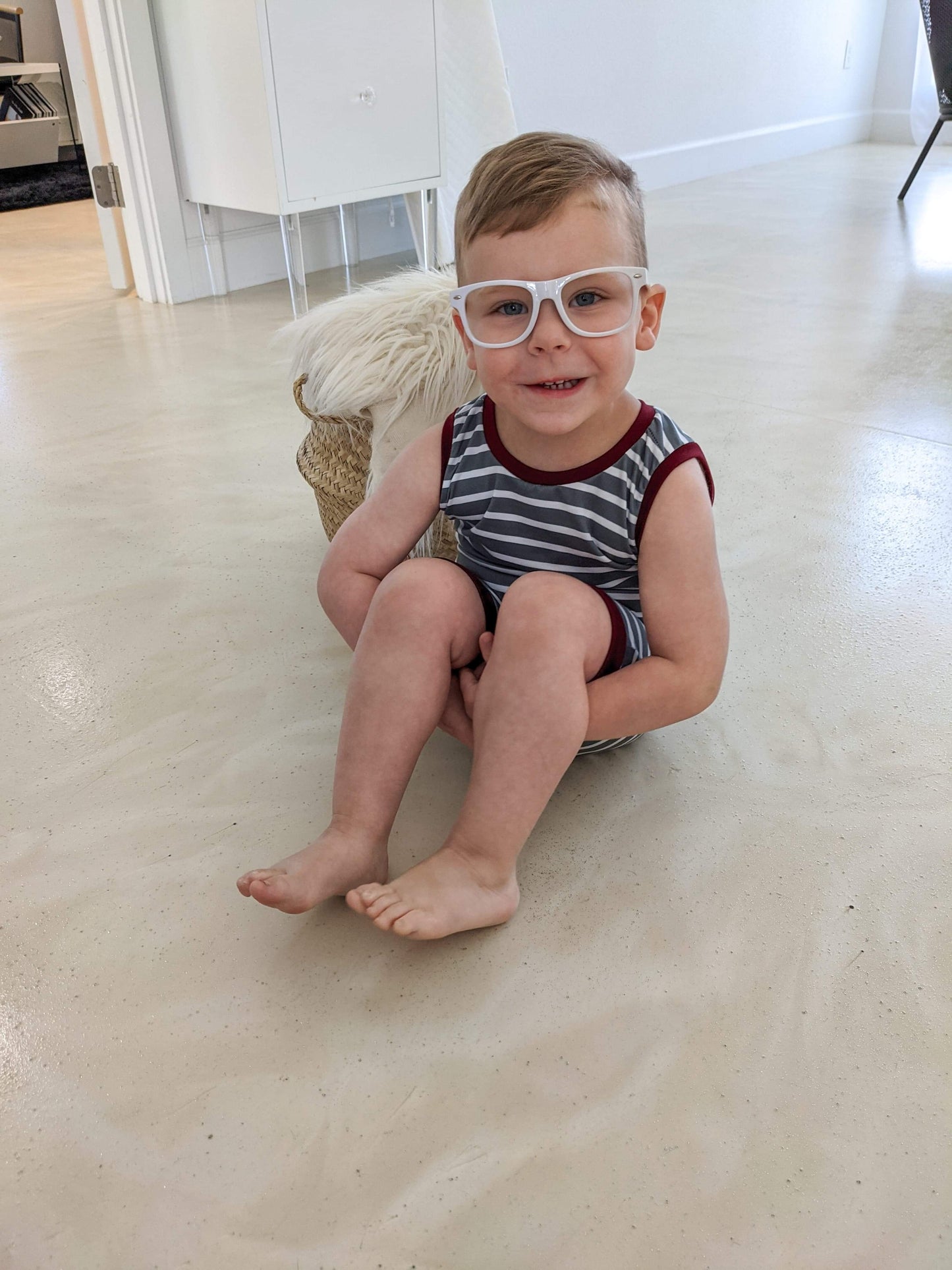 Grey Stripe Tank Summer Zip Baby Romper - Zipease
