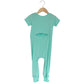 Mint Bamboo Lyocell Romper with G-Tube Access - Zipease
