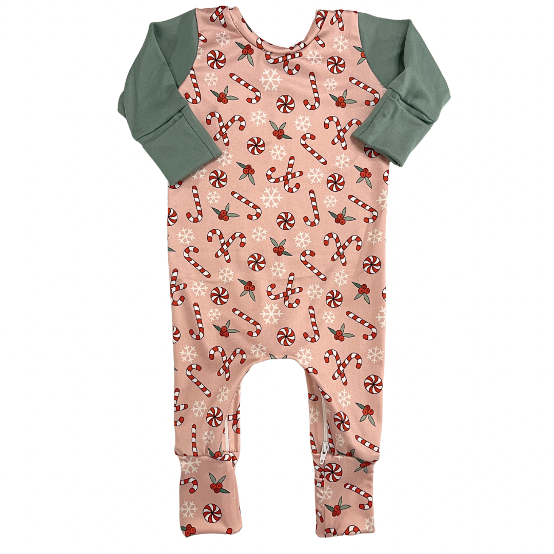 Candy Canes Zip Romper