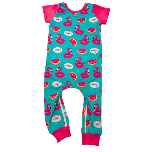 Flamingo Floaties Zip Romper