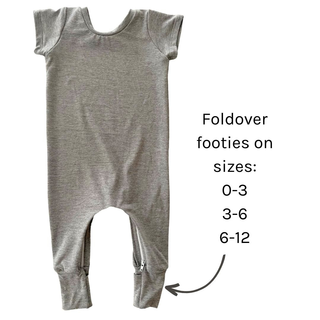 Grey Bamboo Lyocell Romper with G-Tube Access - Zipease