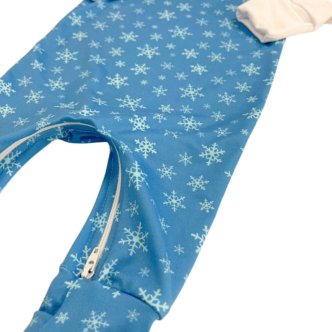 Blue Snowflake Zip Romper