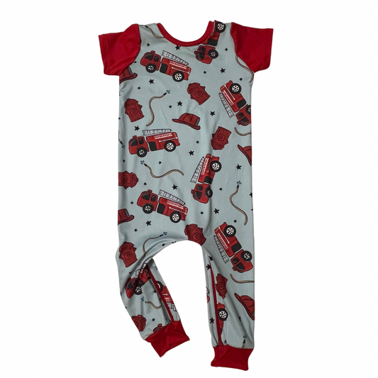 Fire Truck Zip Romper