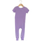 Lavender Bamboo Lyocell Romper with G-Tube Access - Zipease