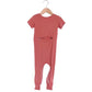Mauve Bamboo Lyocell Romper with G-Tube Access - Zipease
