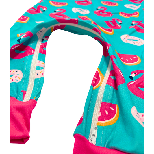 Flamingo Floaties Zip Romper