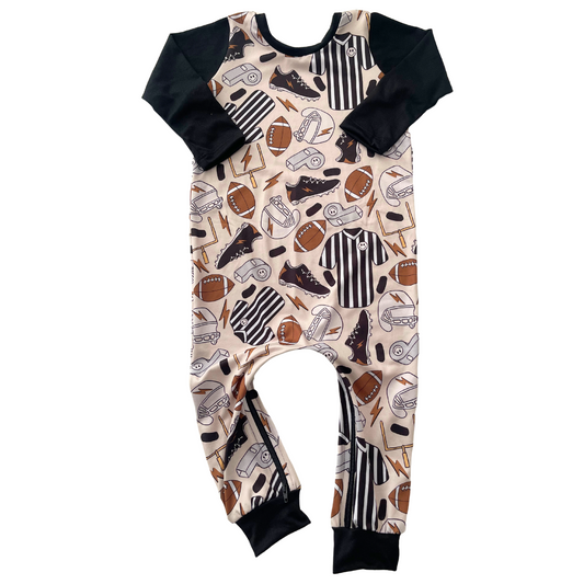 Football Zip Romper