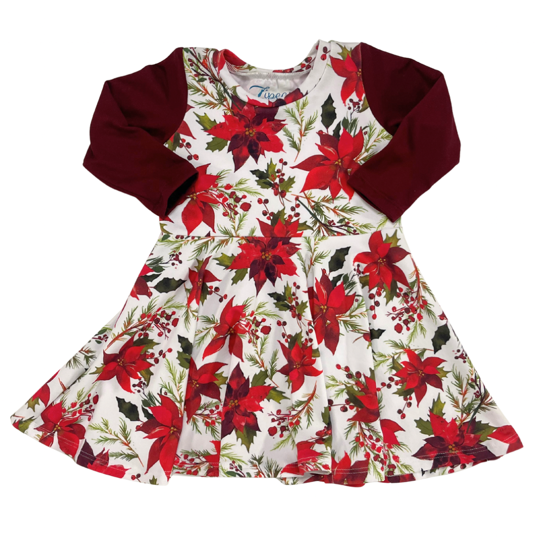 Poinsettia Twirl Dress - Zipease