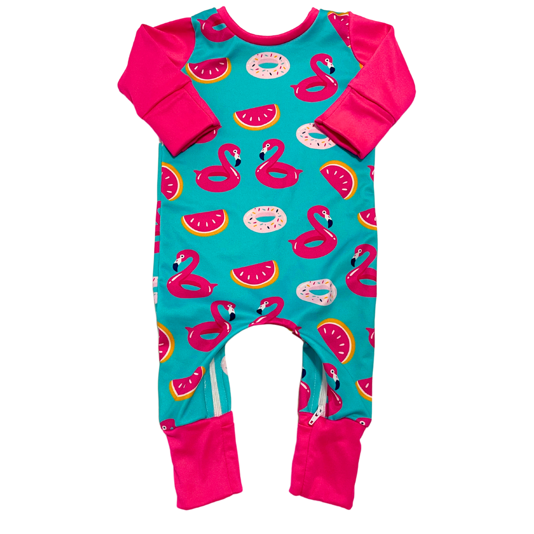 Flamingo Floaties Zip Romper