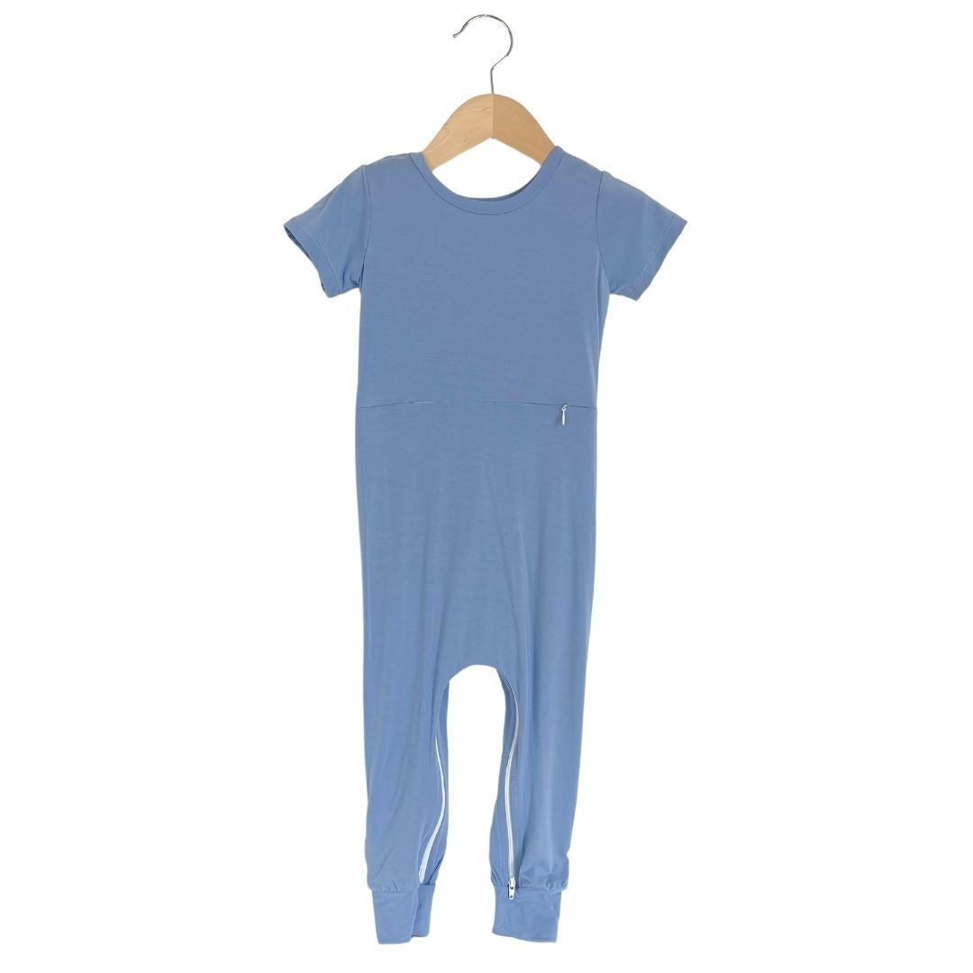 Ocean Bamboo Lyocell Romper with G-Tube Access - Zipease