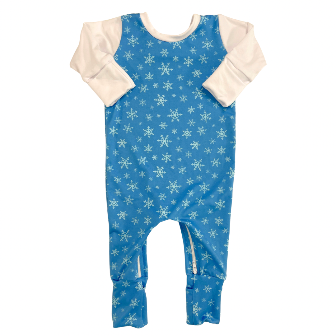 Blue Snowflake Zip Romper