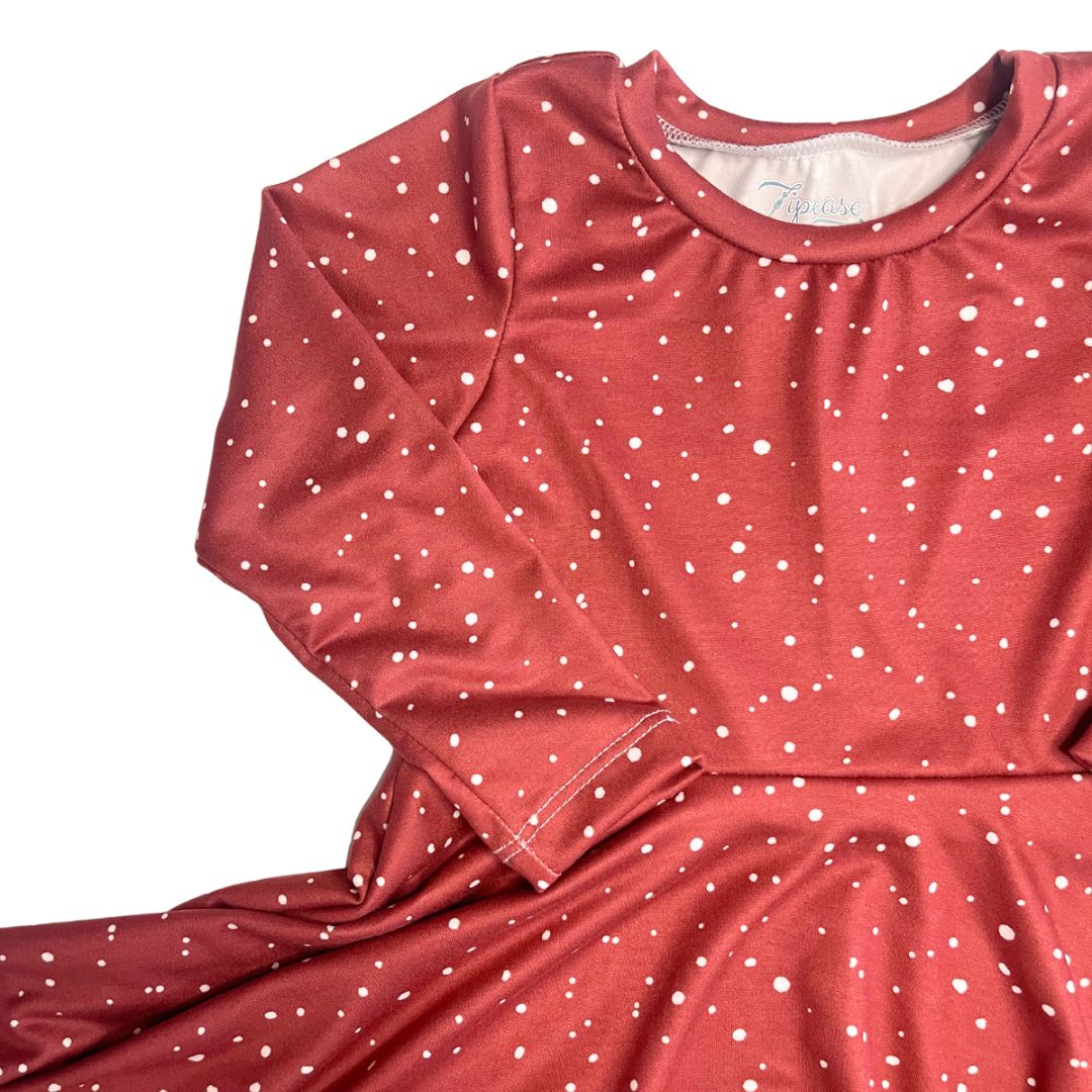 Maroon Dots Twirl Dress