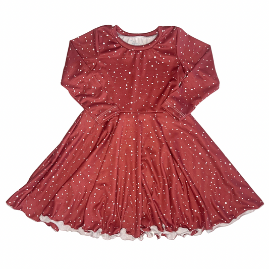 Maroon Dots Twirl Dress