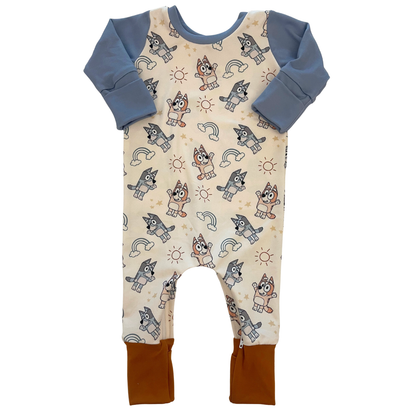Blue Dog Zip Romper