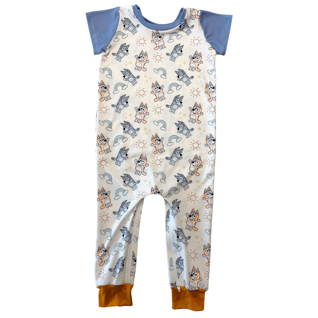 Blue Dog Zip Romper - Zipease