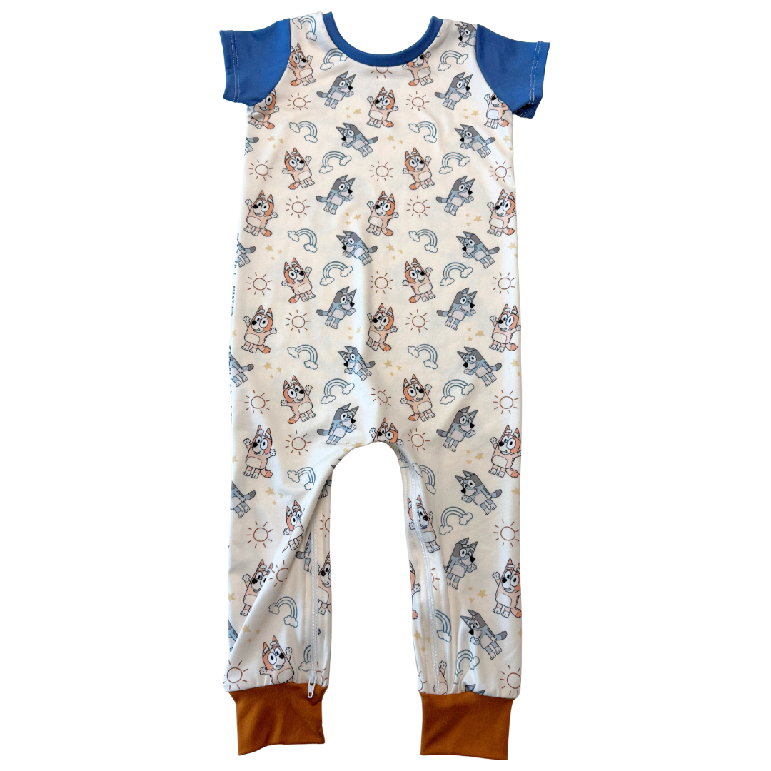 Blue Dog Zip Romper - Zipease