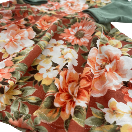 Burnt Orange Floral Twirl Dress